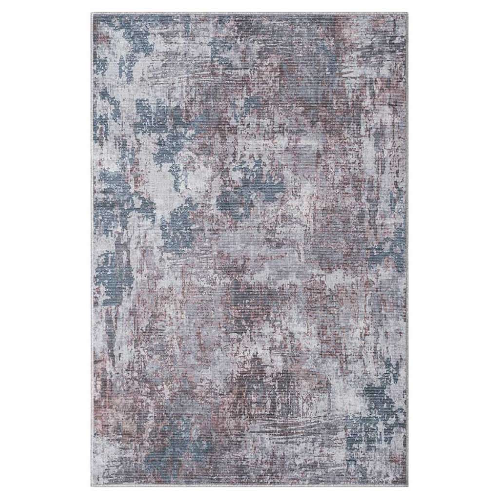 Kurzflorteppich in Blaugrau und Terracotta modernem Design