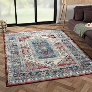 Bunter Kurzflor Teppich mit orientalischem Muster 170x240 cm