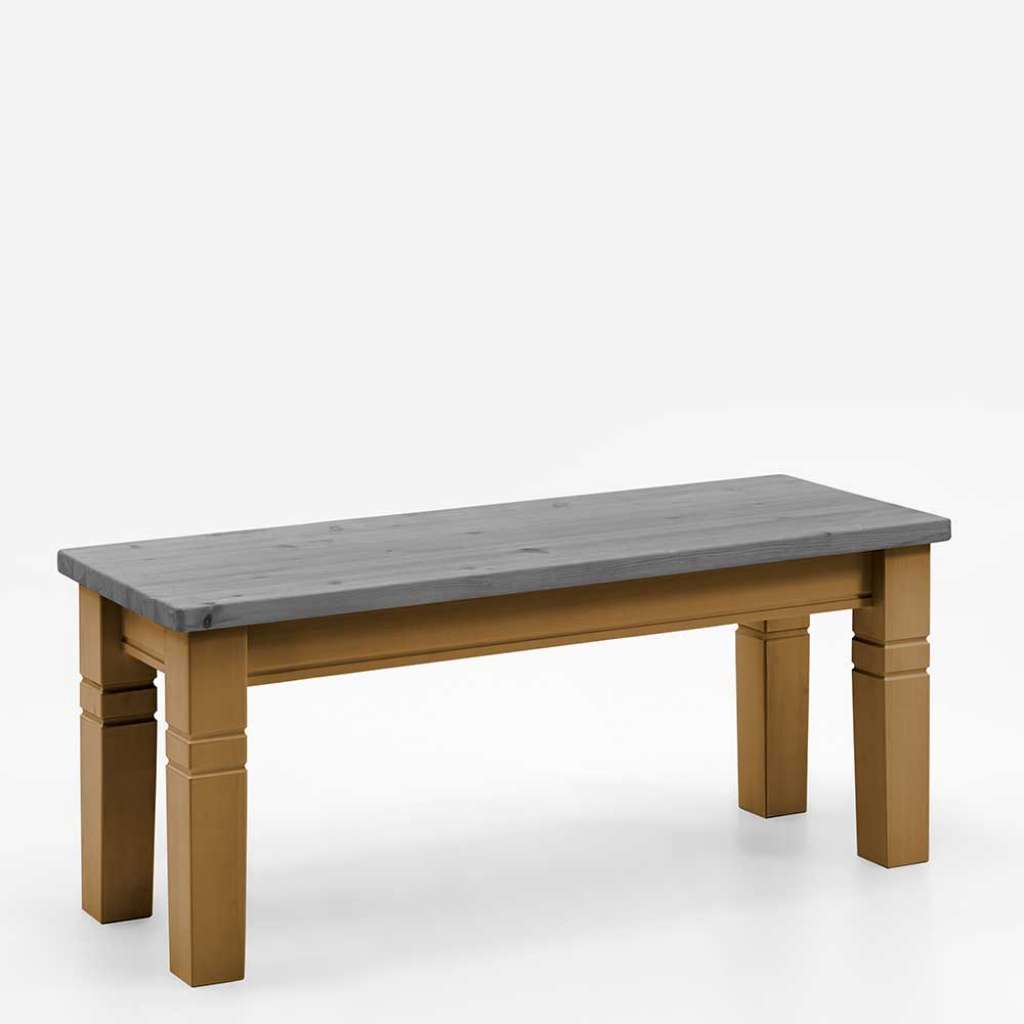 Esszimmersitzbank zweifarbig in Kiefer Grau und Laugenfarben 46 cm Sitzhöhe
