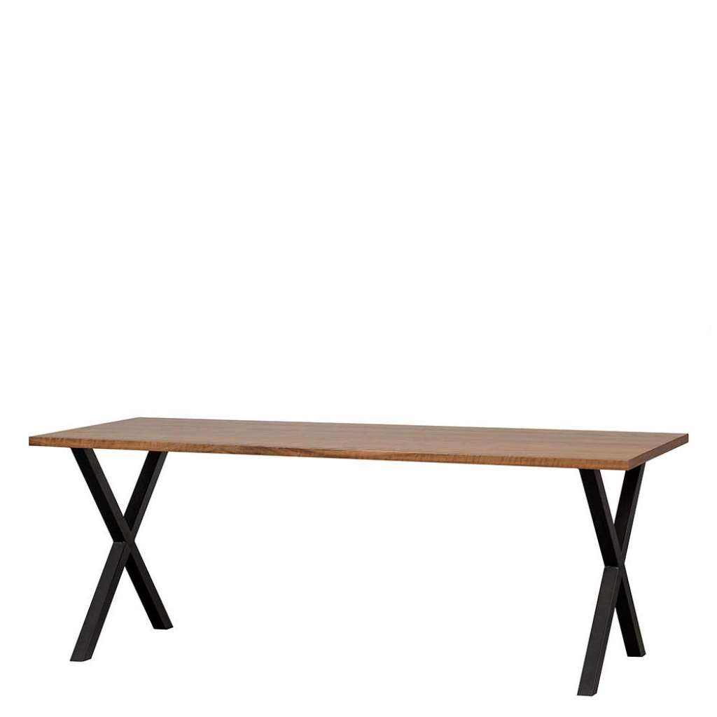 Esstisch Nussbaumfurnier mit Metall X Gestell 200x75x90 cm