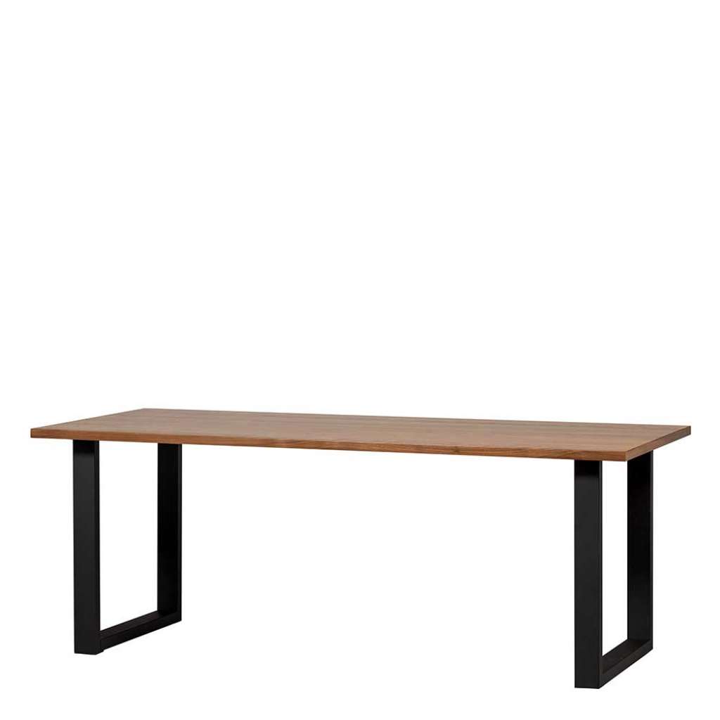 Esszimmer Tisch Nussbaumfurnier mit Bügelgestell Metall