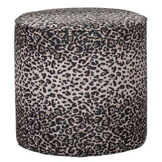 Runder Sitzpouf Leo Print mit Samt Bezug modernem Design