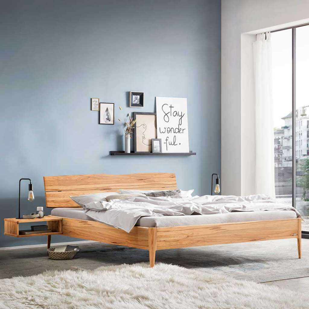 Wildbuche Bett 140x200 cm in modernem Design 81 cm Kopfteil