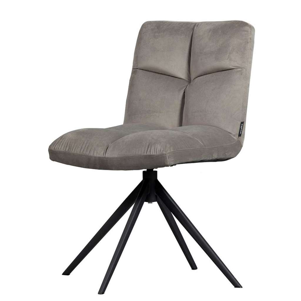 Samt Polsterstuhl drehbar in Grau und Schwarz aufwendigen Steppungen