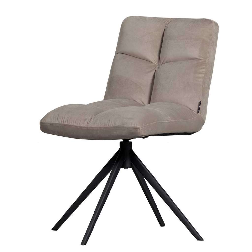 Esstischstuhl drehbar in Beigegrau und Schwarz Gestell aus Metall