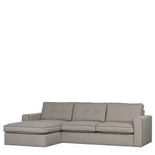 Wohnzimmer Couch L Form im Skandi Design Beige Stoff