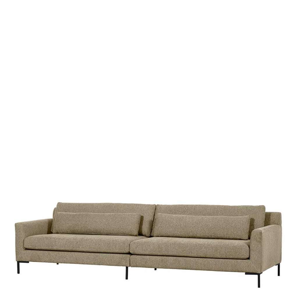 Wohnzimmercouch 4 Personen in Beige und Schwarz Fußgestell aus Metall
