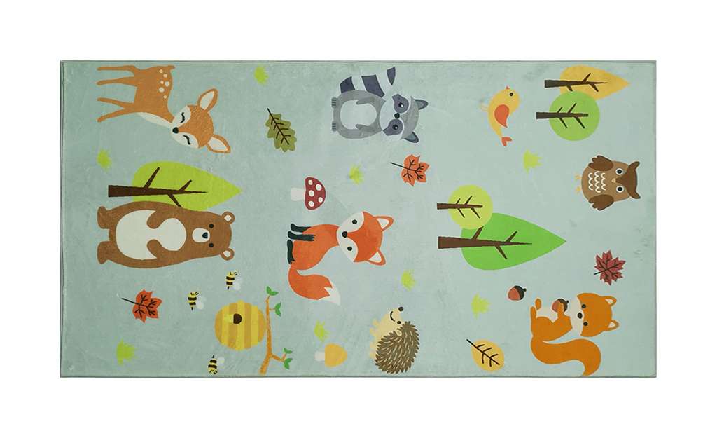 HOME STORY Kurzflorteppich  Waldtiere ¦ silber ¦ Synthethische Fasern Teppiche > Kinderteppiche - Höffner