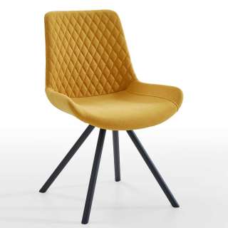 Esstisch Stühle Gelb aus Webstoff und Metall 46 cm Sitzhöhe (2er Set)
