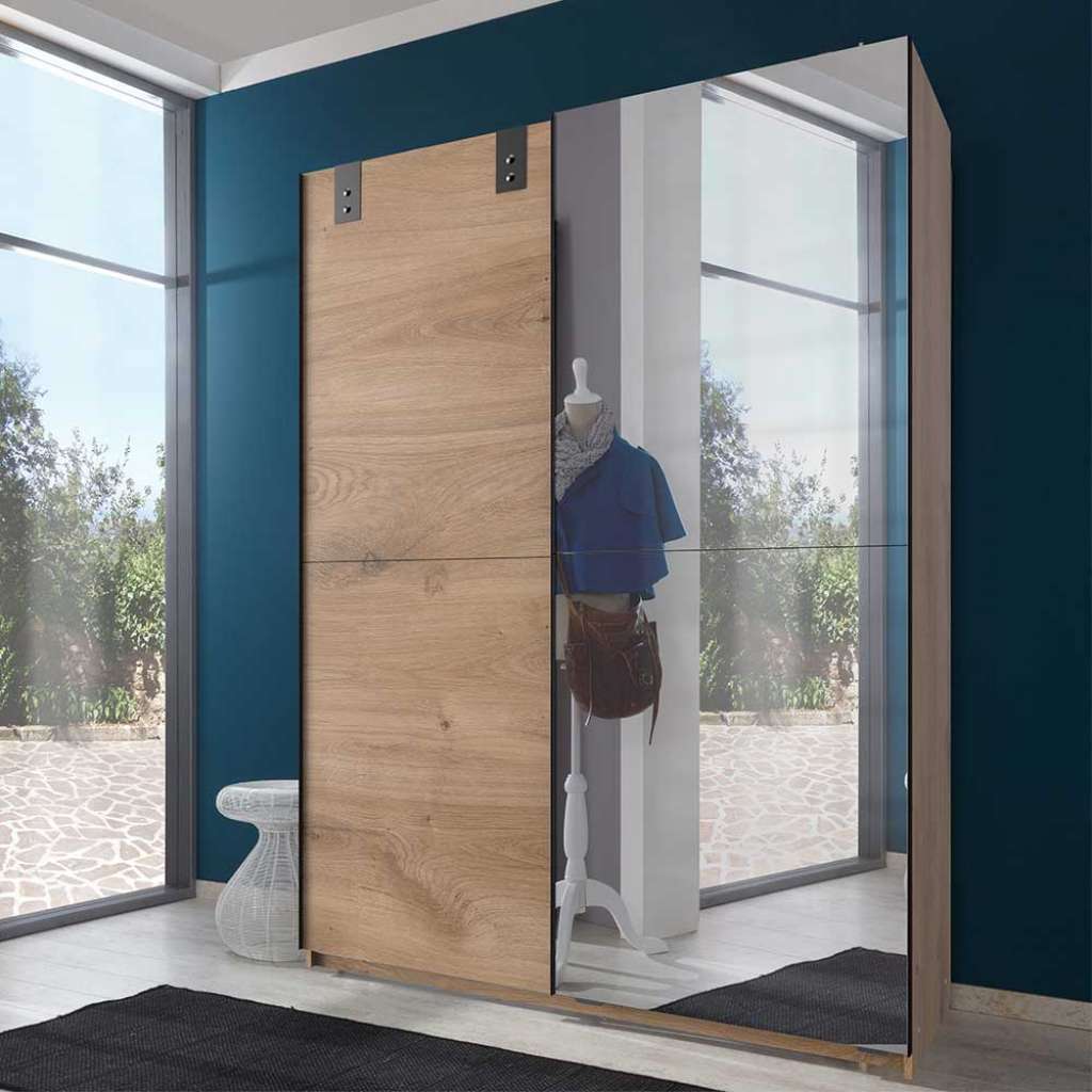 Schiebetürenschrank mit Spiegel im Industry und Loft Stil 135 cm breit