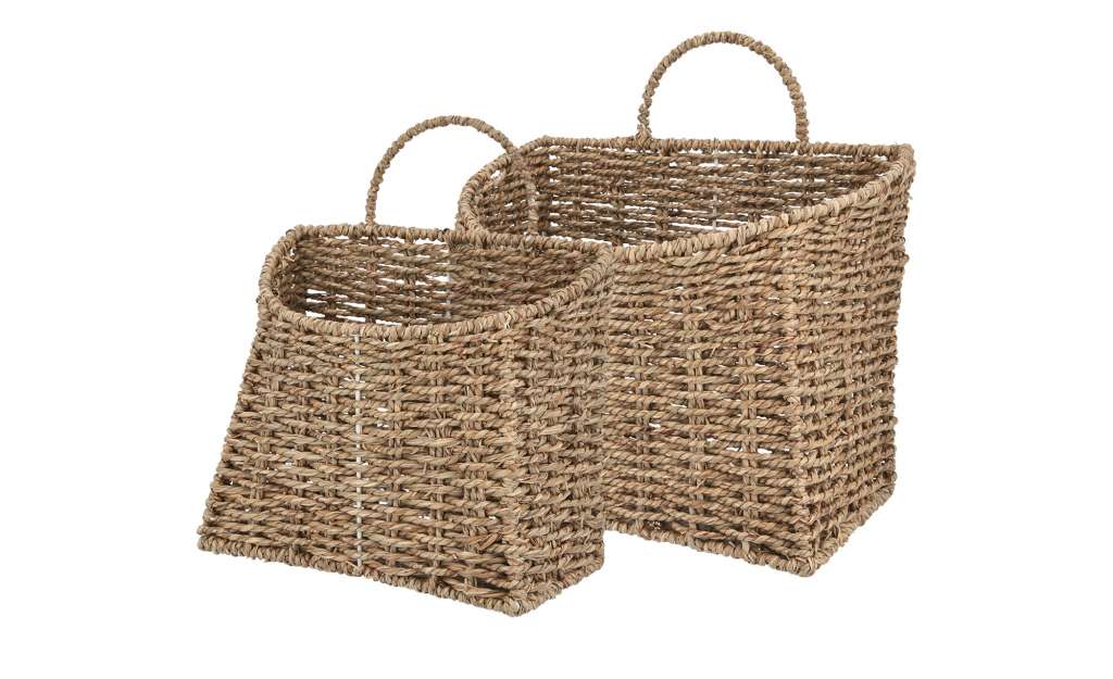 Hänge-Aufbewahrungskorb, 2er Set ¦ braun ¦ Metall, Seegras Aufbewahrung > Körbe - Höffner