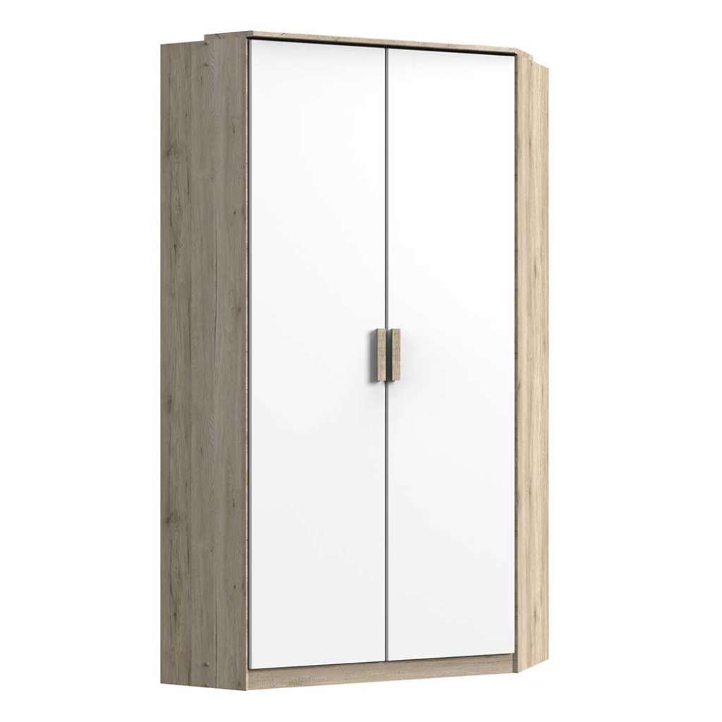 Schlafzimmereckschrank in Weiß Eiche San Remo