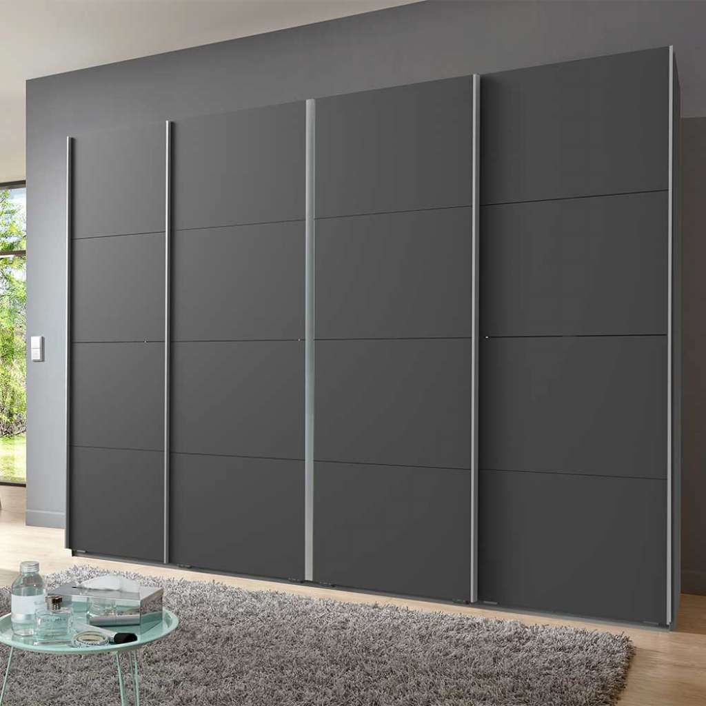 Schwebetürenkleiderschrank dunkelgrau 270 cm breit 210 cm hoch