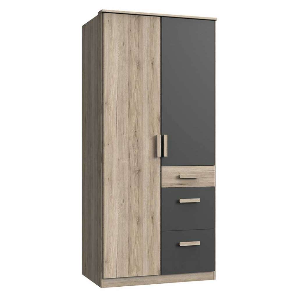 Jugendkleiderschrank modern in Dunkelgrau Eiche San Remo