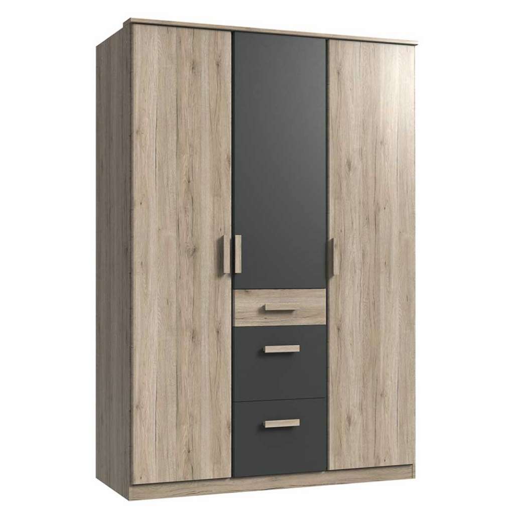 Drehtürenschrank Schlafzimmer in Eiche San Remo Dunkelgrau