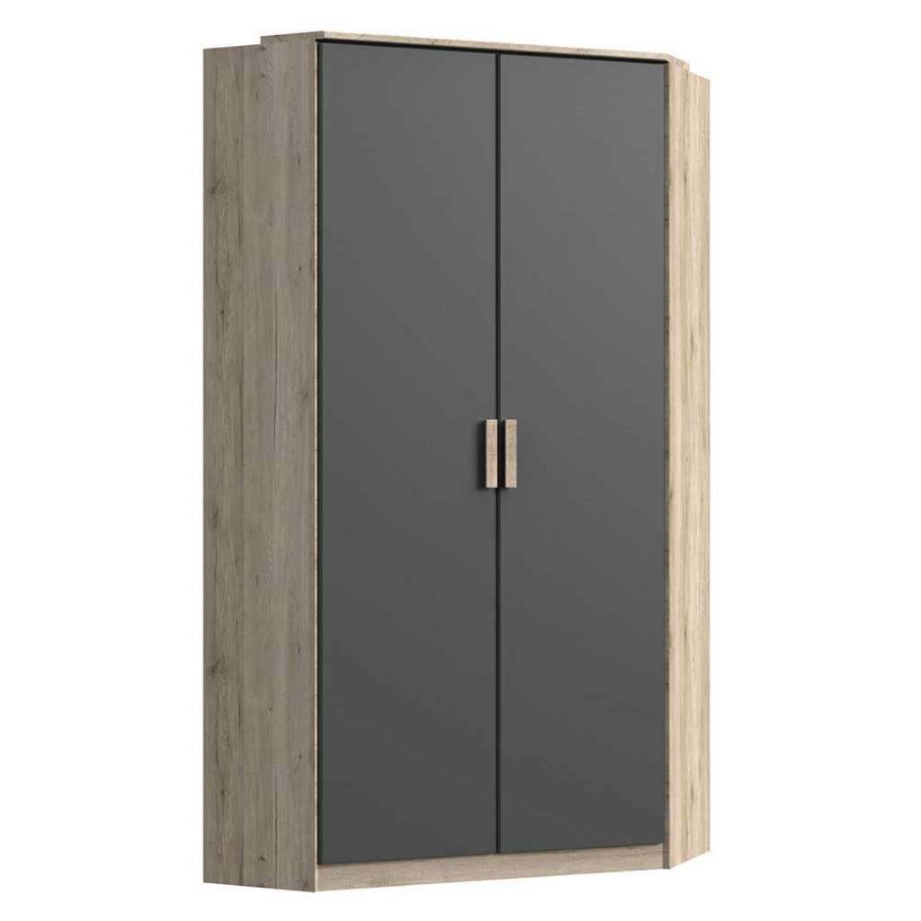 Schlafzimmereckschrank modern in Eiche San Remo Dunkelgrau