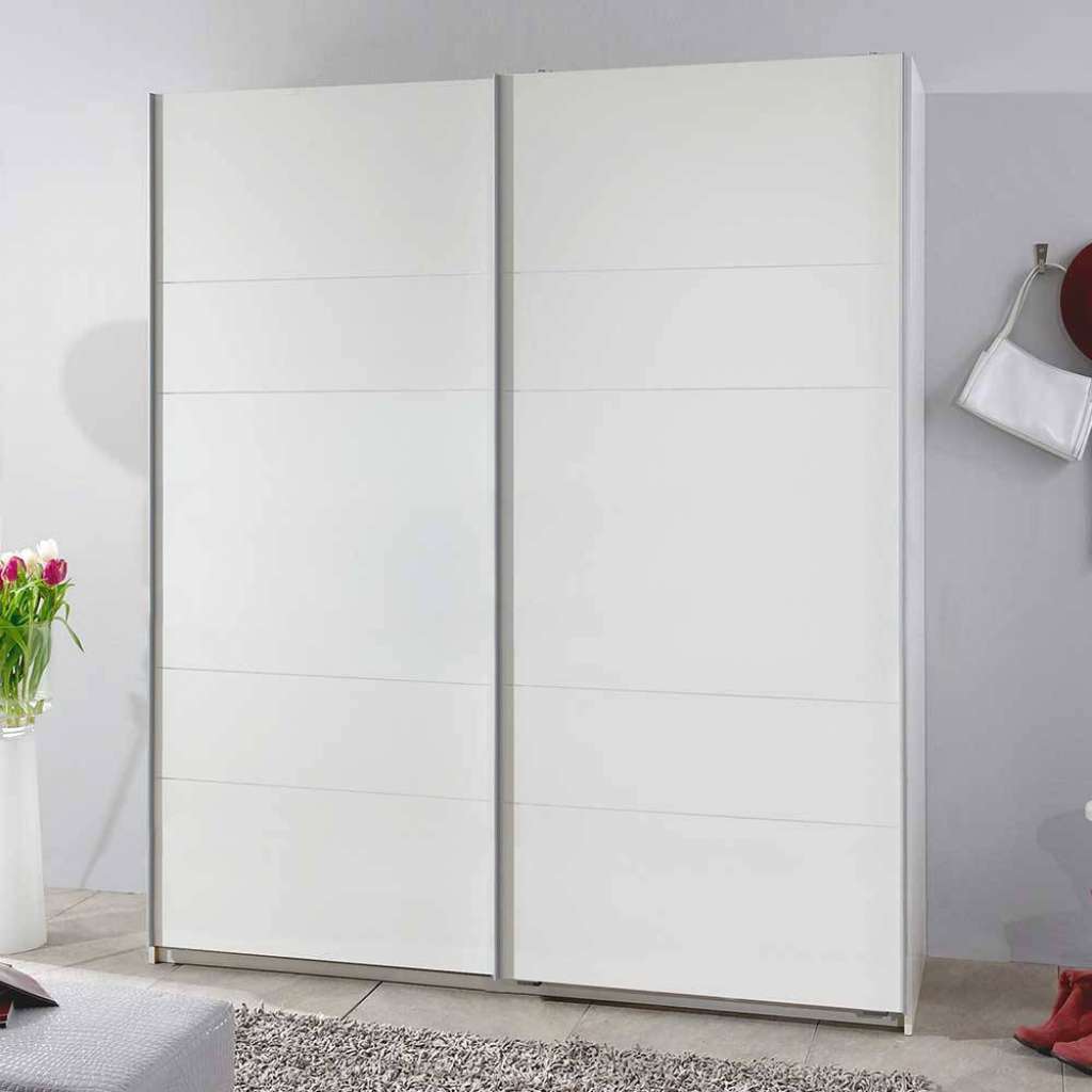 Weißer Schlafzimmerkleiderschrank mit Schwebetüren 198 cm hoch