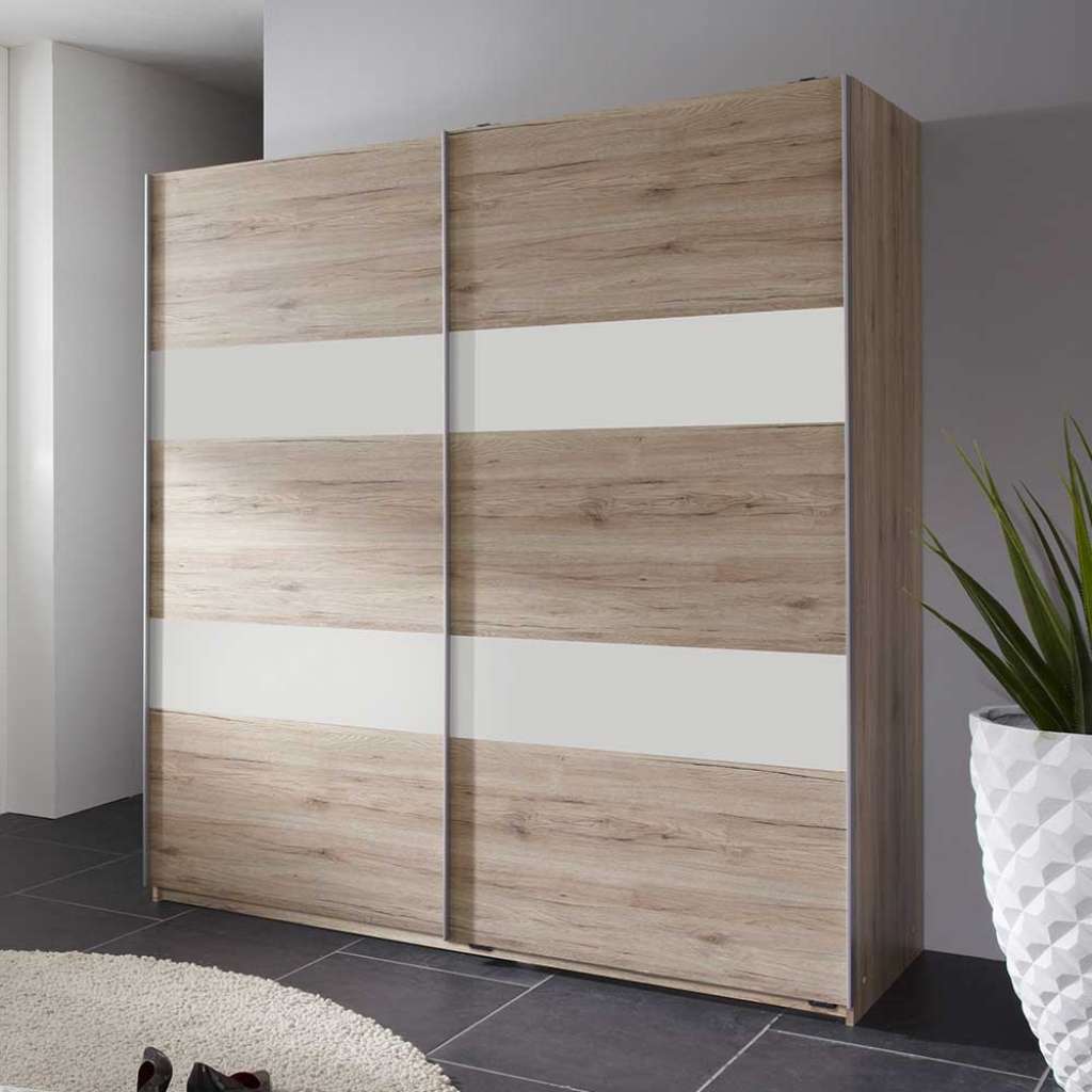 Schiebetürenschrank Schlafzimmer in Eiche San Remo Weiß