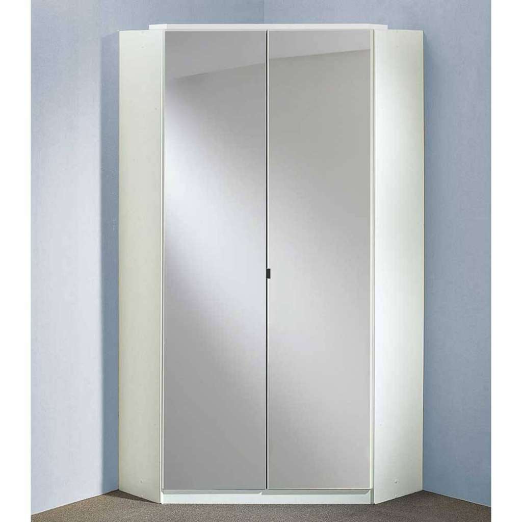 Schlafzimmereckschrank weiß mit Spiegeltüren 199 cm hoch