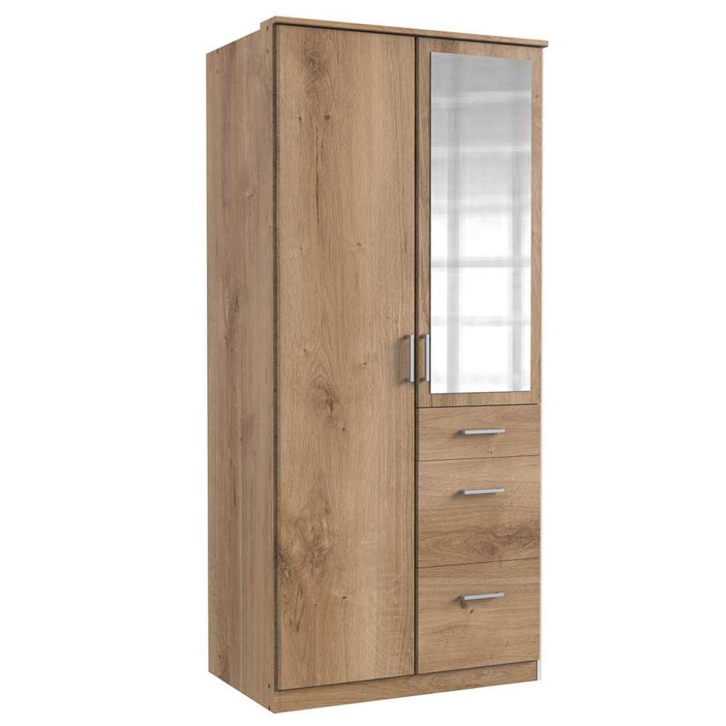 Jugend Kleiderschrank Holzoptik mit Spiegel drei Schubladen
