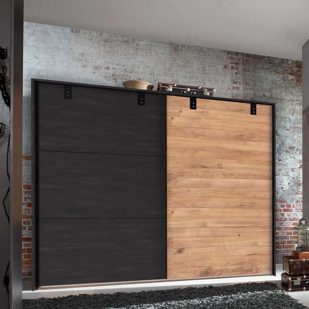 Schwebetürenkleiderschrank im Industry und Loft Stil 2 türig