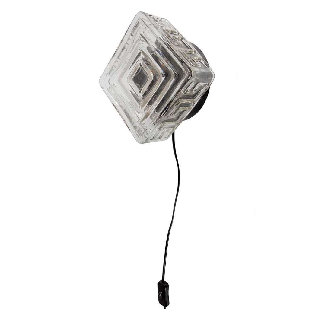 Wandleuchte im Retro Stil aus Glas und Metall 20 cm breit