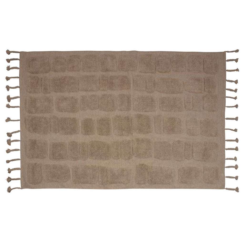 Teppich mit Fliesenmuster in Beige Skandi Design