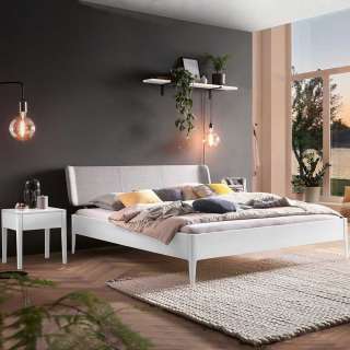 Bett Buche massiv weiß lackiert 140x200 cm modernem Design