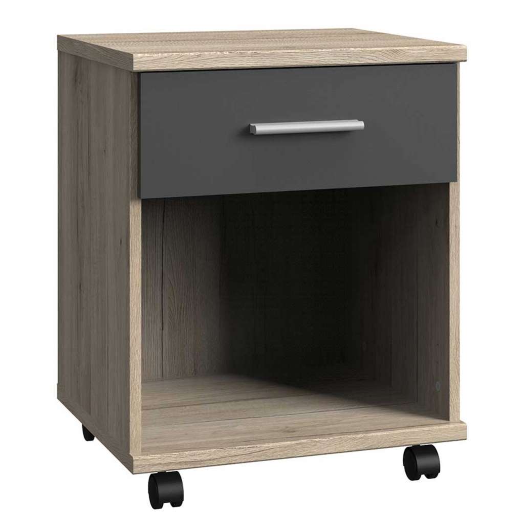 Rollcontainer mit Schublade in Eiche San Remo Dunkelgrau
