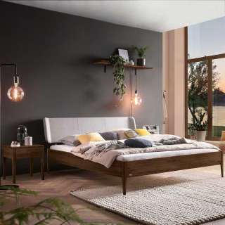 Nussbaum Holz Doppelbett in modernem Design 160x200 cm oder 180x200 cm