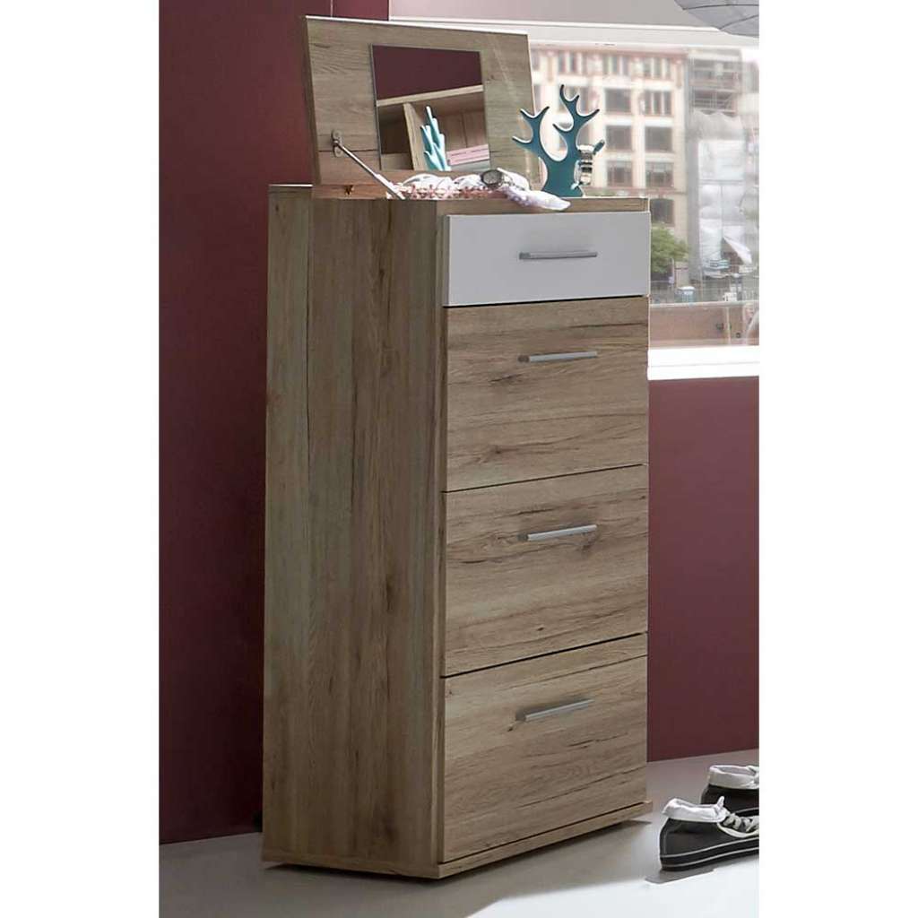 Moderne Schminkkonsole in Eiche San Remo und Weiß mit