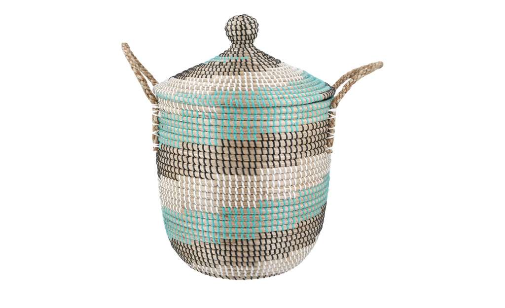 Aufbewahrungskorb mit Deckel ¦ mehrfarbig ¦ Seegras, Kunststoff Ø: 31 Aufbewahrung > Körbe - Höffner
