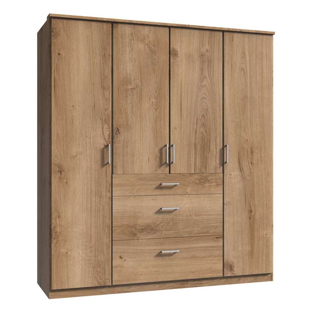 Drehtürenkleiderschrank mit Schubladen in Plankeneiche NB Made in Germany