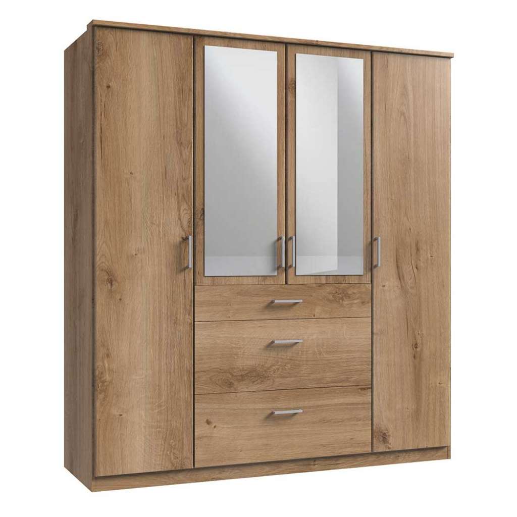 Schlafzimmerkleiderschrank Holzoptik in Plankeneiche Spiegeltüren