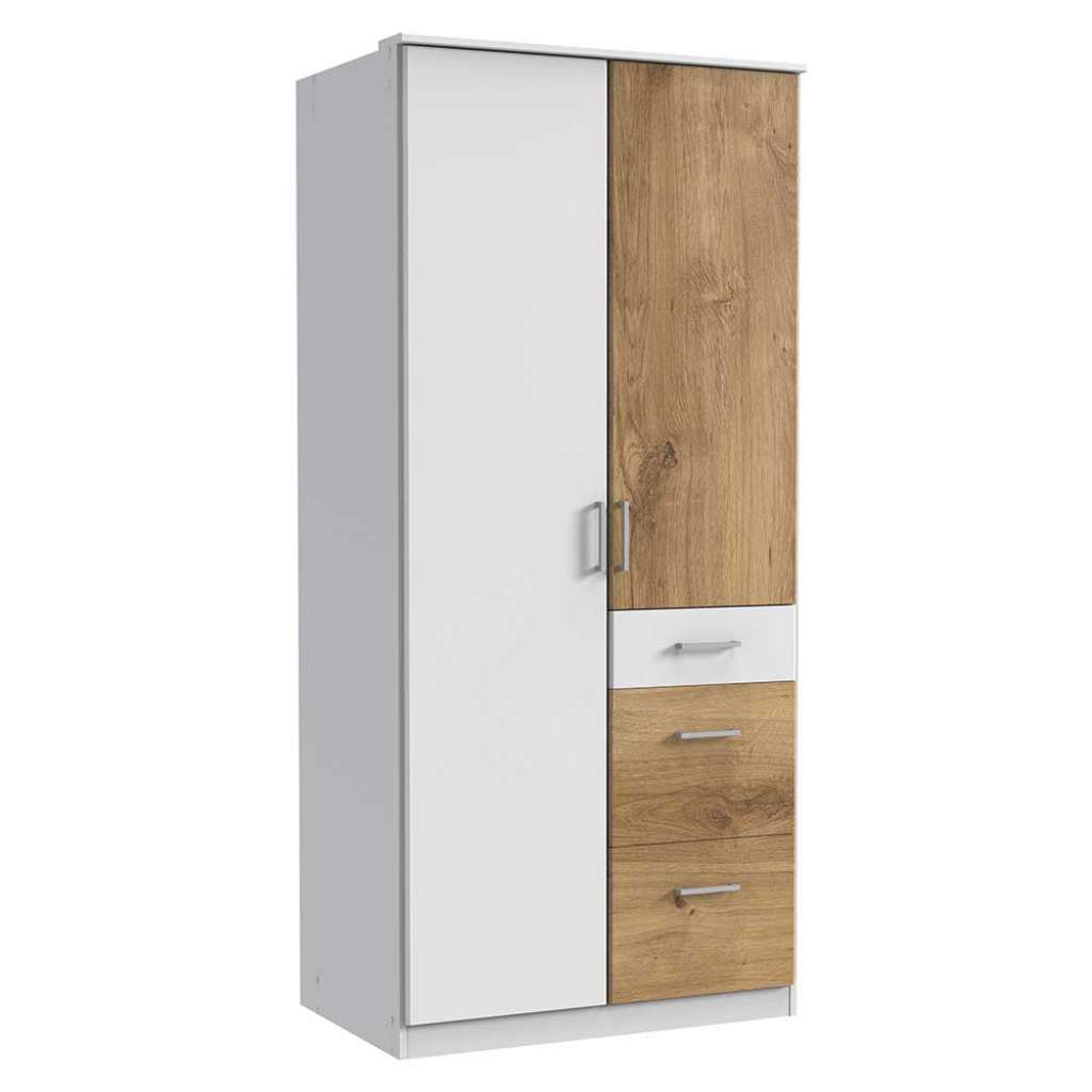 Kleiderschrank zweifarbig in modernem Design drei Schubladen