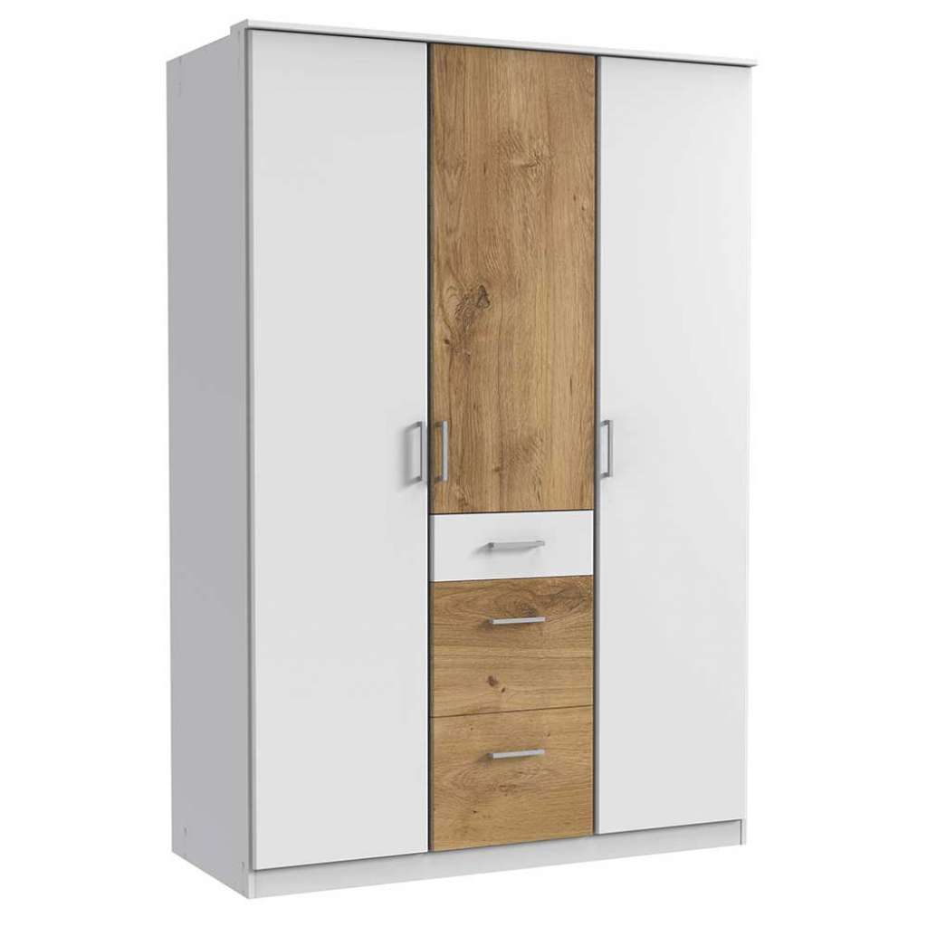 Drehtürenschrank zweifarbig mit drei Schubladen Made in Germany