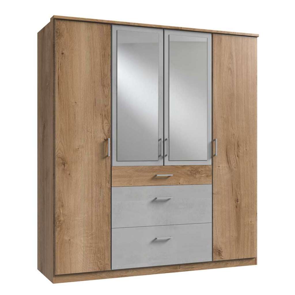 Schlafzimmerkleiderschrank mit Schubladen und Spiegeltüren 58 cm tief
