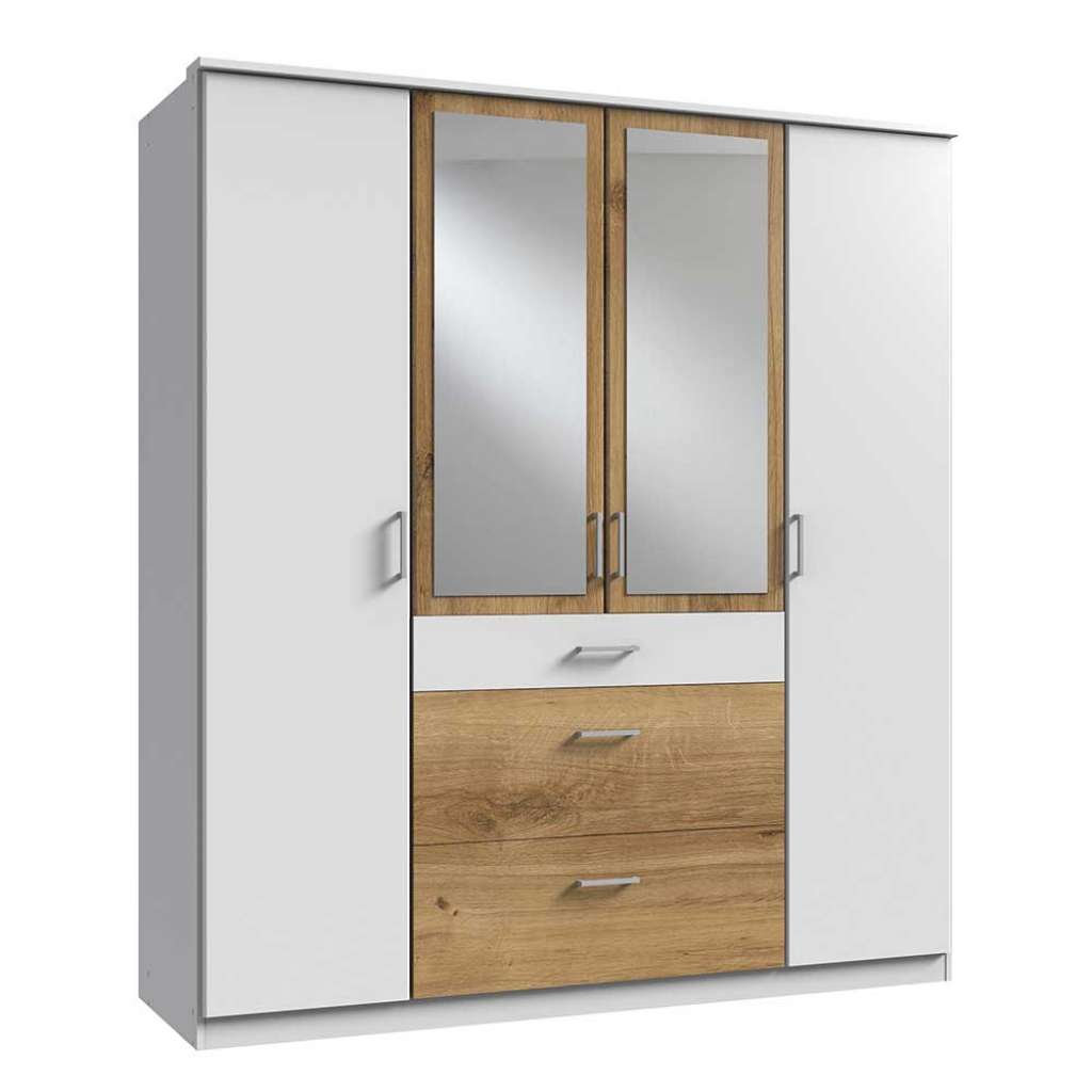 Drehtürschrank mit Spiegeln mit drei Schubladen Made in Germany
