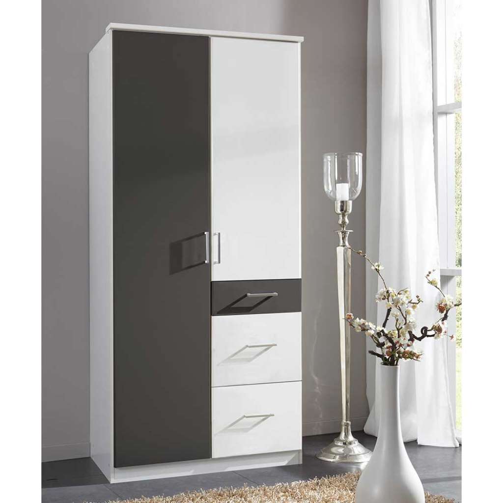 Drehtürenschrank Gästezimmer mit drei Schubladen modernem Design
