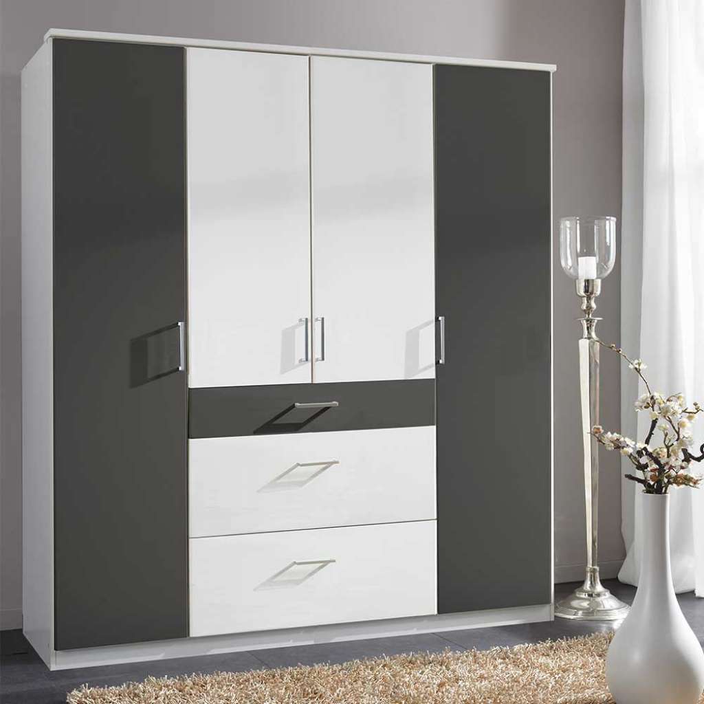 Moderner Schlafzimmerkleiderschrank in Dunkelgrau & Weiß Made in Germany
