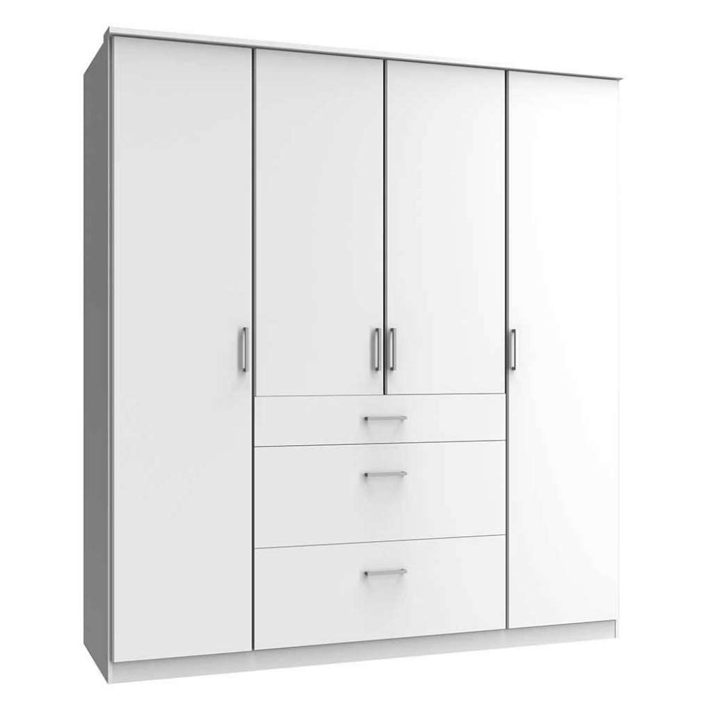 Schlafzimmerkleiderschrank weiss 4 türig drei Schubladen