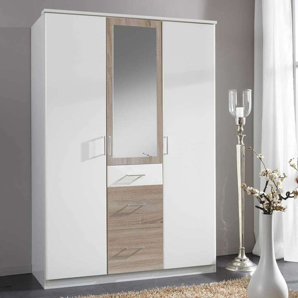 Zweifarbiger Kleiderschrank mit Spiegeltür Made in Germany