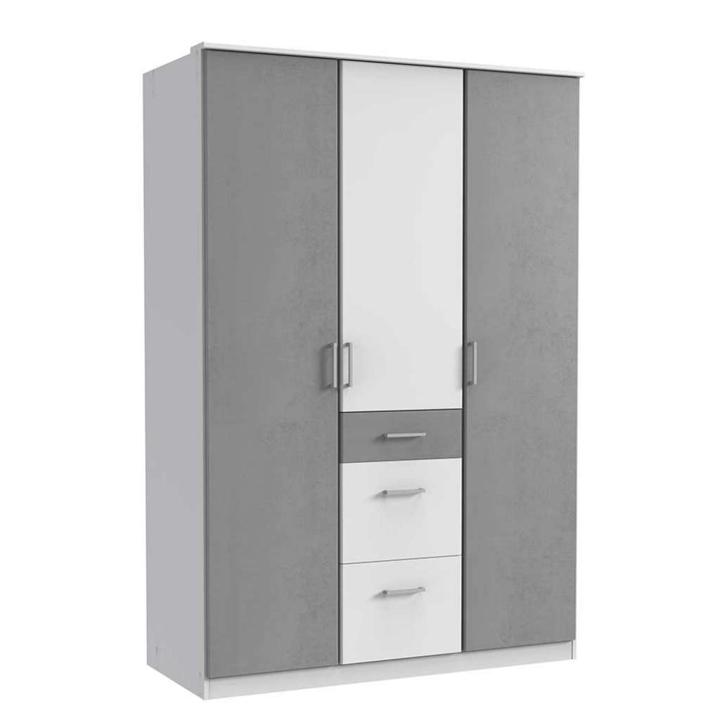 Zweifarbiger Kleiderschrank mit Drehtüren drei Schubladen