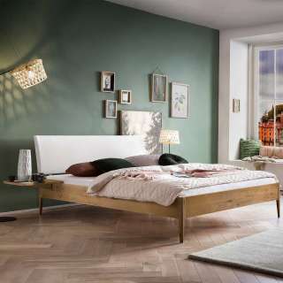 Wildeiche Doppelbett mit Polsterkopfteil 160x200 180x200