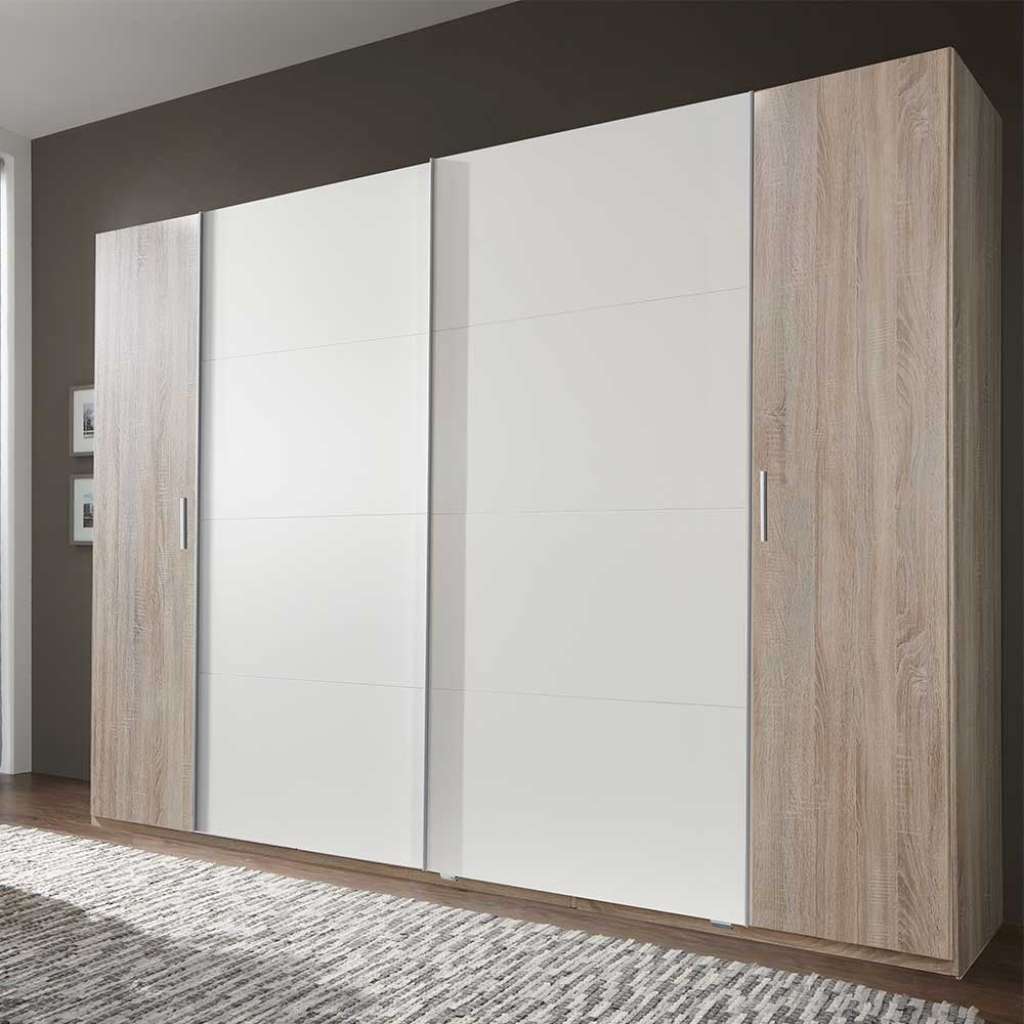 XL Schlafzimmerschrank 272 cm oder 316 cm breit Eiche Sägerau und Weiß