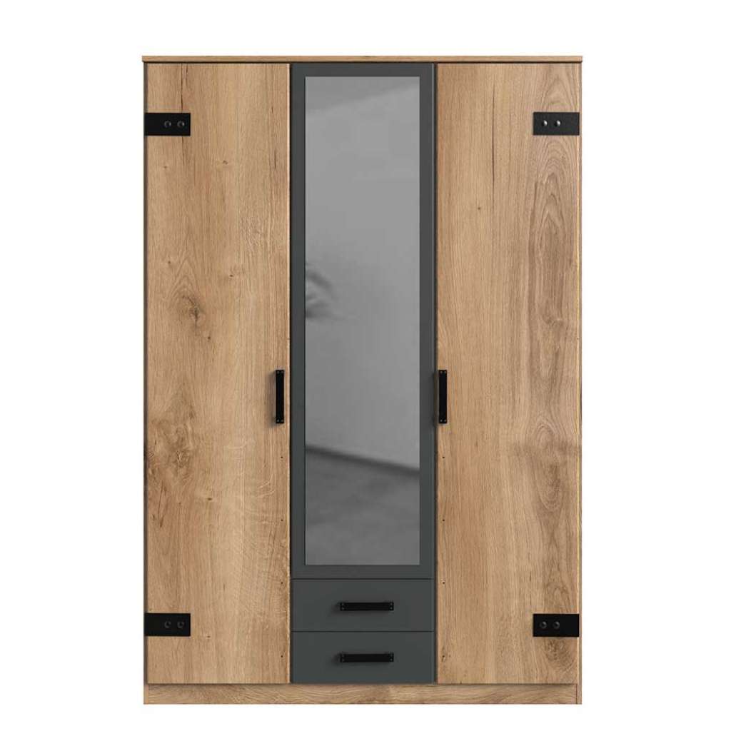 Drehtürenschrank Spiegeltür im Industry und Loft Stil 135 cm breit