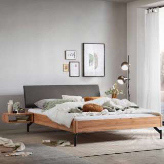 140x200 cm Bett massiv aus Wildbuche Massivholz Vierfußgestell aus Metall