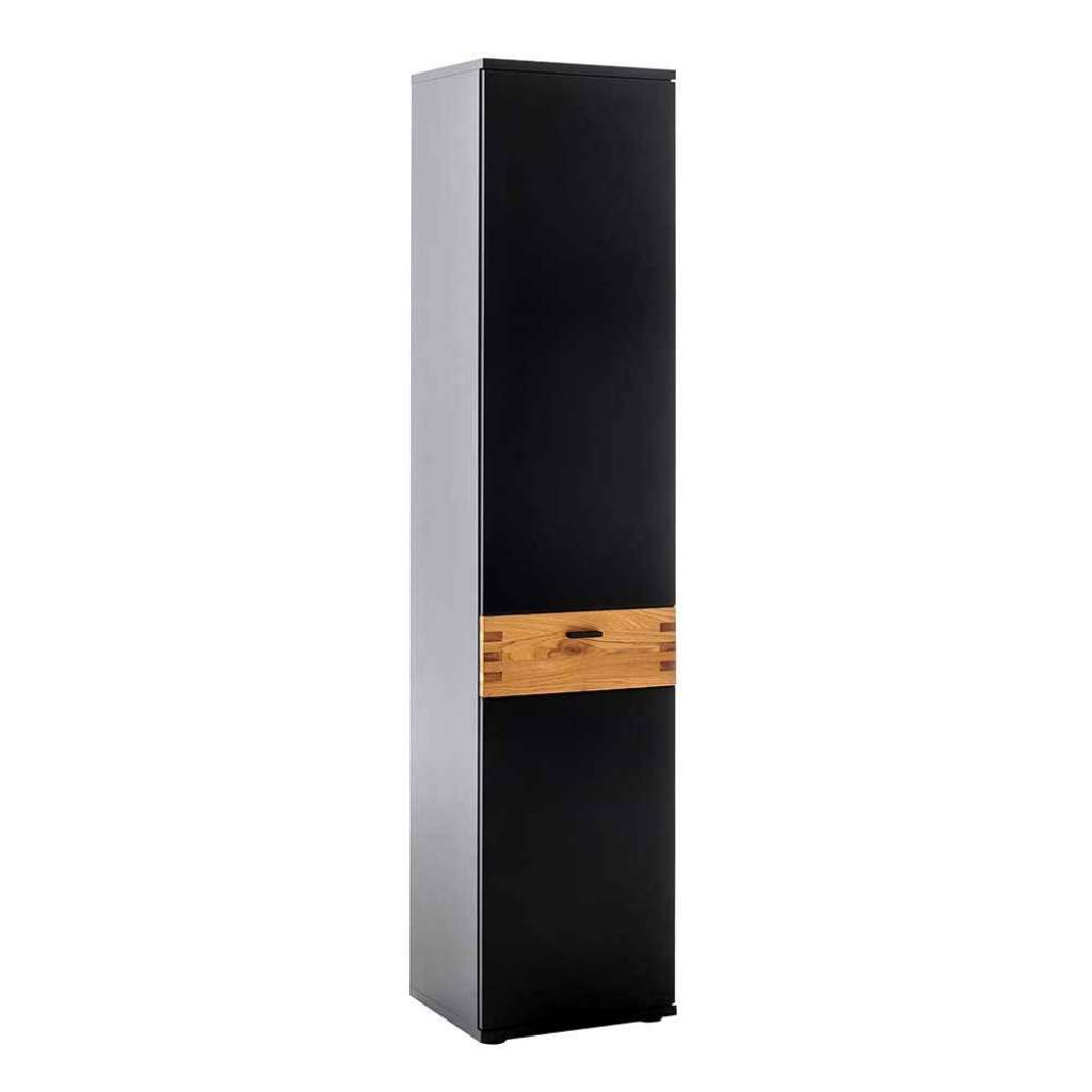 Moderner Wohnzimmer Schrank 45 cm breit Wildeichefarben und Schwarzgrau