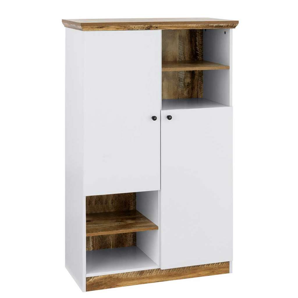 Kleiner Schrank in modernem Design Drehtüren und offenen Fächern