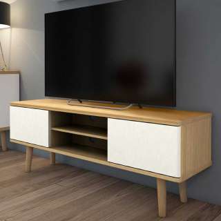 Fernsehlowboard im Skandi Design Cremeweiß und Eichefarben